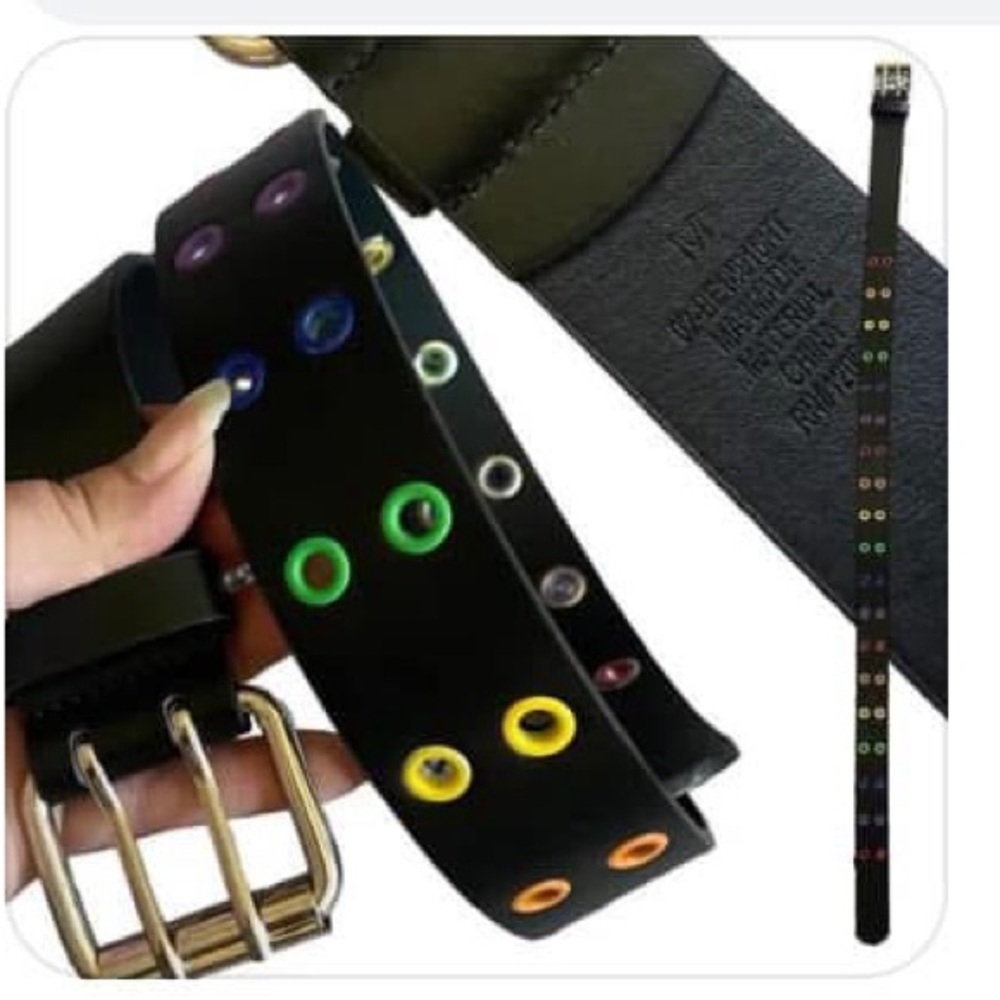 HT-Hot Topic Rainbow Grommet Belt sz M